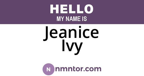 Jeanice Ivy