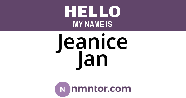 Jeanice Jan