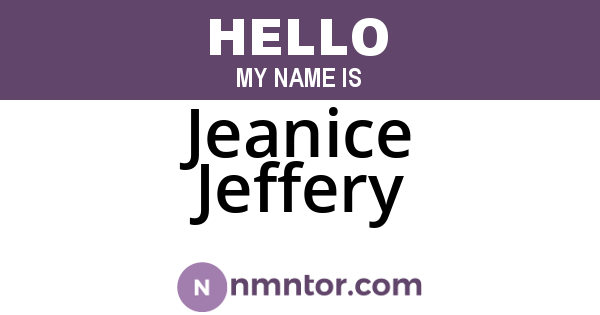 Jeanice Jeffery