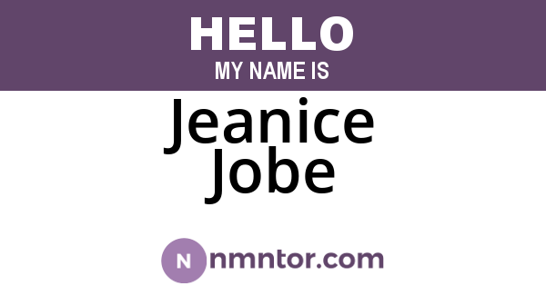 Jeanice Jobe