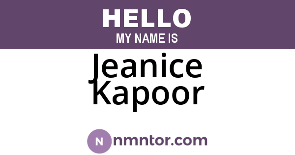 Jeanice Kapoor