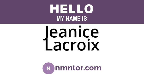 Jeanice Lacroix