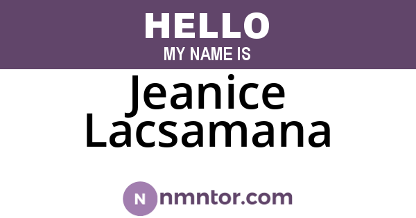 Jeanice Lacsamana