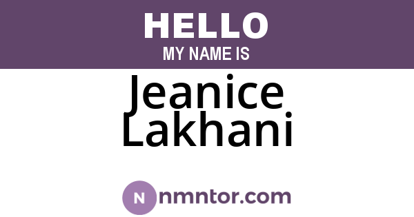 Jeanice Lakhani
