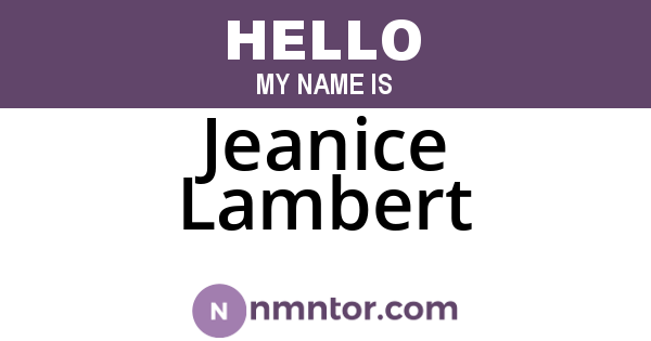 Jeanice Lambert