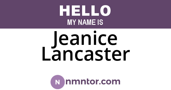 Jeanice Lancaster