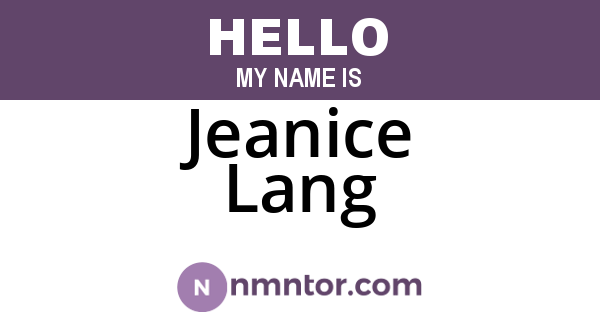 Jeanice Lang