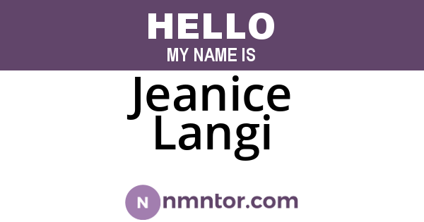 Jeanice Langi