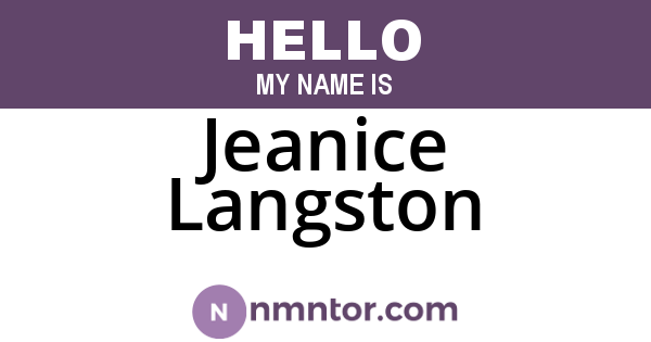 Jeanice Langston