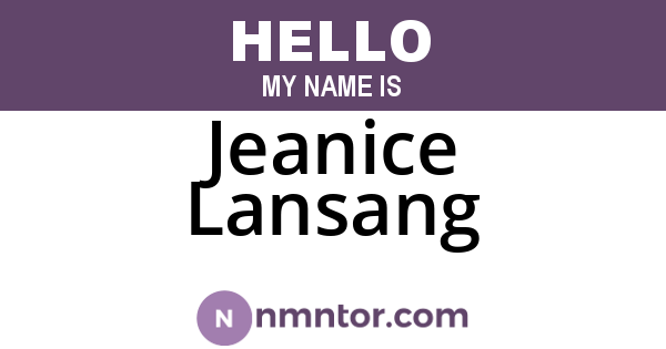 Jeanice Lansang