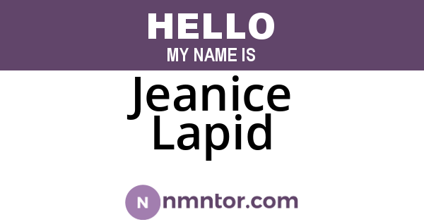 Jeanice Lapid