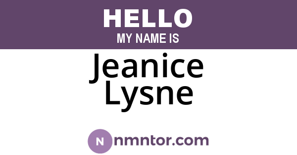 Jeanice Lysne