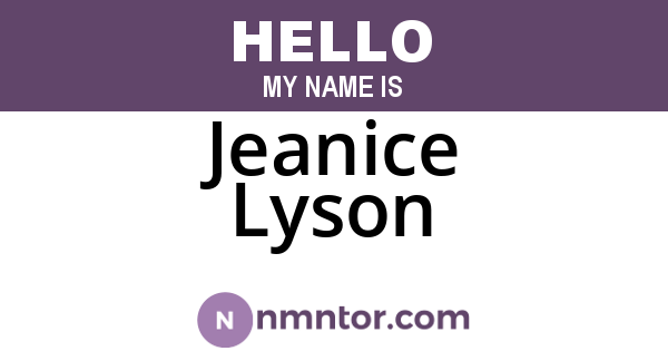Jeanice Lyson