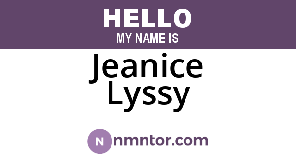 Jeanice Lyssy