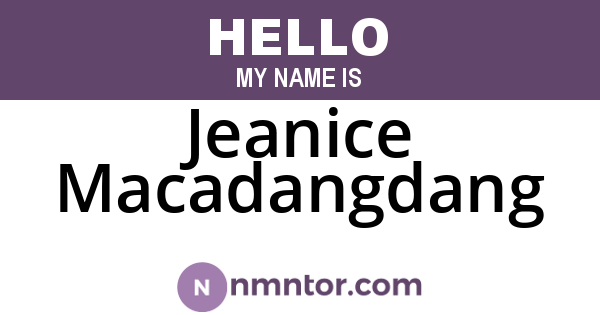 Jeanice Macadangdang