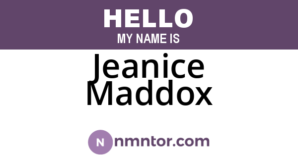 Jeanice Maddox