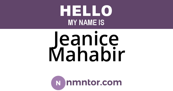 Jeanice Mahabir