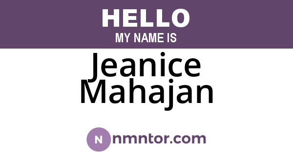 Jeanice Mahajan