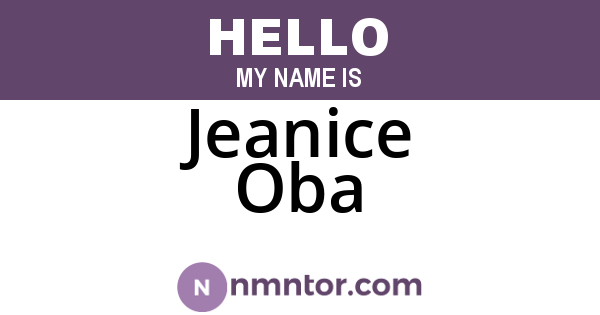 Jeanice Oba