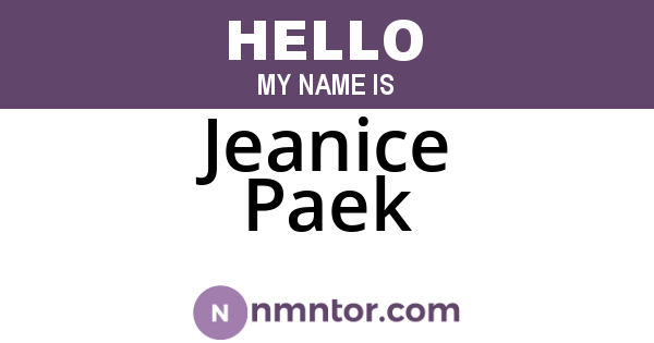 Jeanice Paek