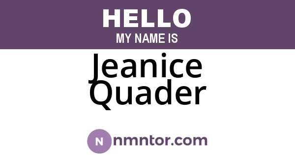 Jeanice Quader