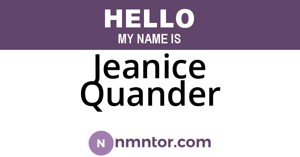 Jeanice Quander