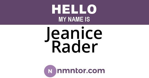 Jeanice Rader
