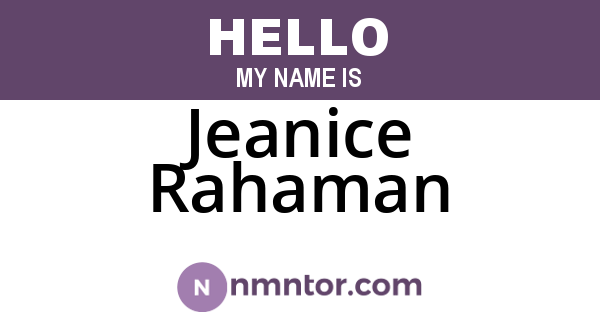Jeanice Rahaman
