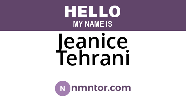 Jeanice Tehrani