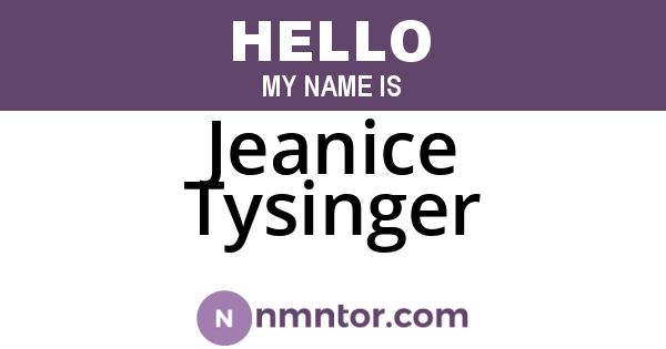 Jeanice Tysinger