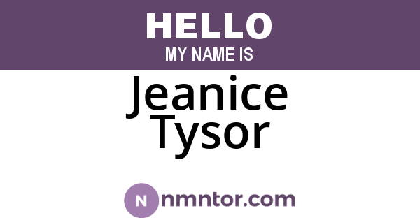 Jeanice Tysor