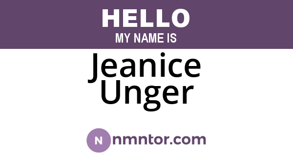Jeanice Unger
