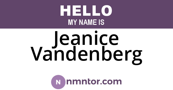 Jeanice Vandenberg