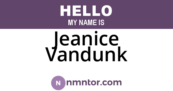 Jeanice Vandunk