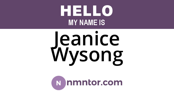 Jeanice Wysong