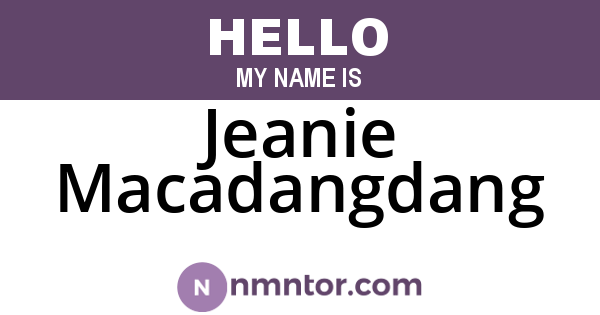 Jeanie Macadangdang