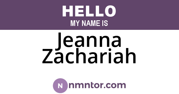 Jeanna Zachariah