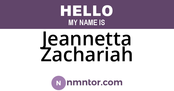 Jeannetta Zachariah