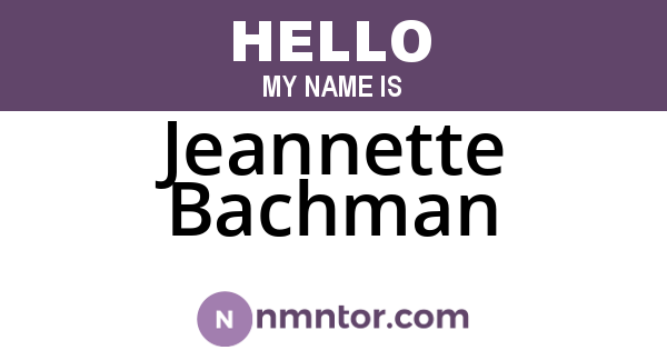 Jeannette Bachman