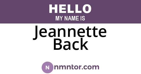 Jeannette Back