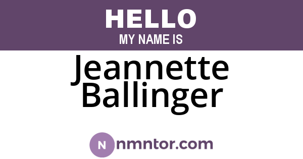 Jeannette Ballinger