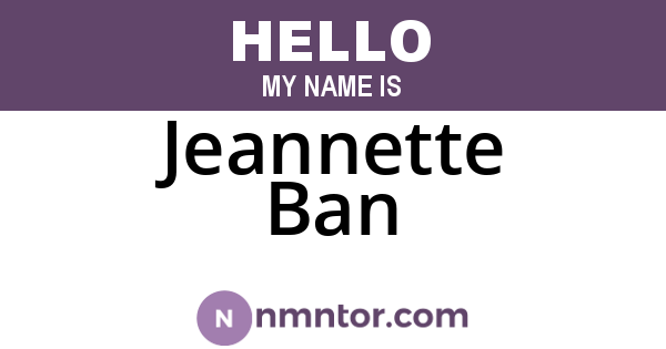 Jeannette Ban