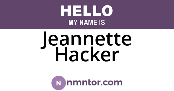 Jeannette Hacker