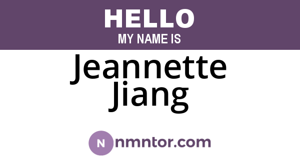 Jeannette Jiang