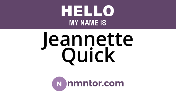 Jeannette Quick