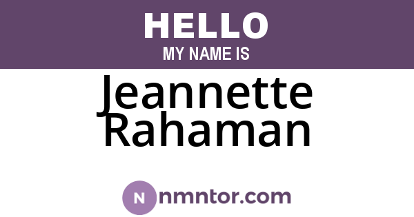 Jeannette Rahaman