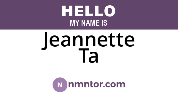 Jeannette Ta