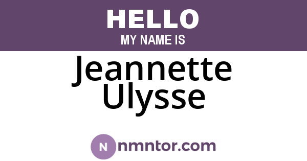 Jeannette Ulysse