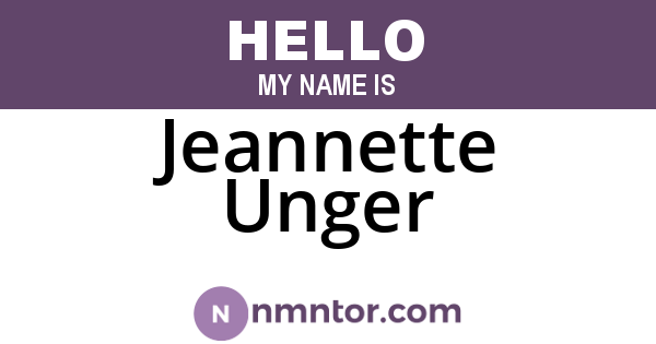 Jeannette Unger