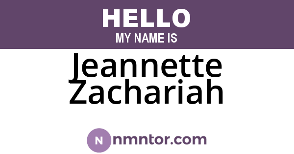 Jeannette Zachariah